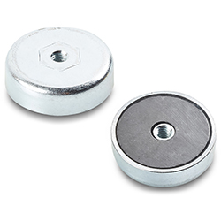 Round magnet with threaded through hole