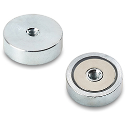 Round magnet with female threaded hole